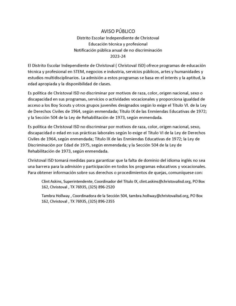 nondiscrimination espanol